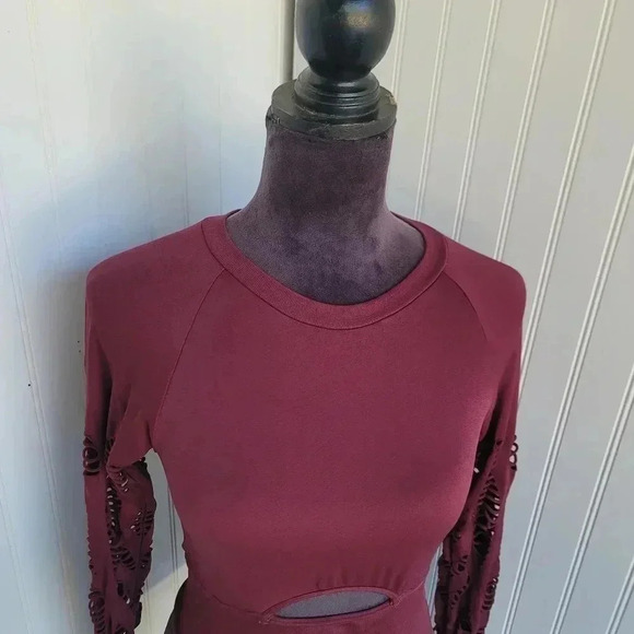 UC Under Control Womens Top Purple Long Sleeve Nylon Stretch Cut Off S / M - Picture 5 of 10